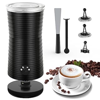 Montalatte Elettrico Automatico, Morpilot Cappuccinatore, Schiumatore Latte 4 in 1, Libera Scelta dello Spessore della Schiuma, Silenzioso e Rivestimento Antiaderante- Nero