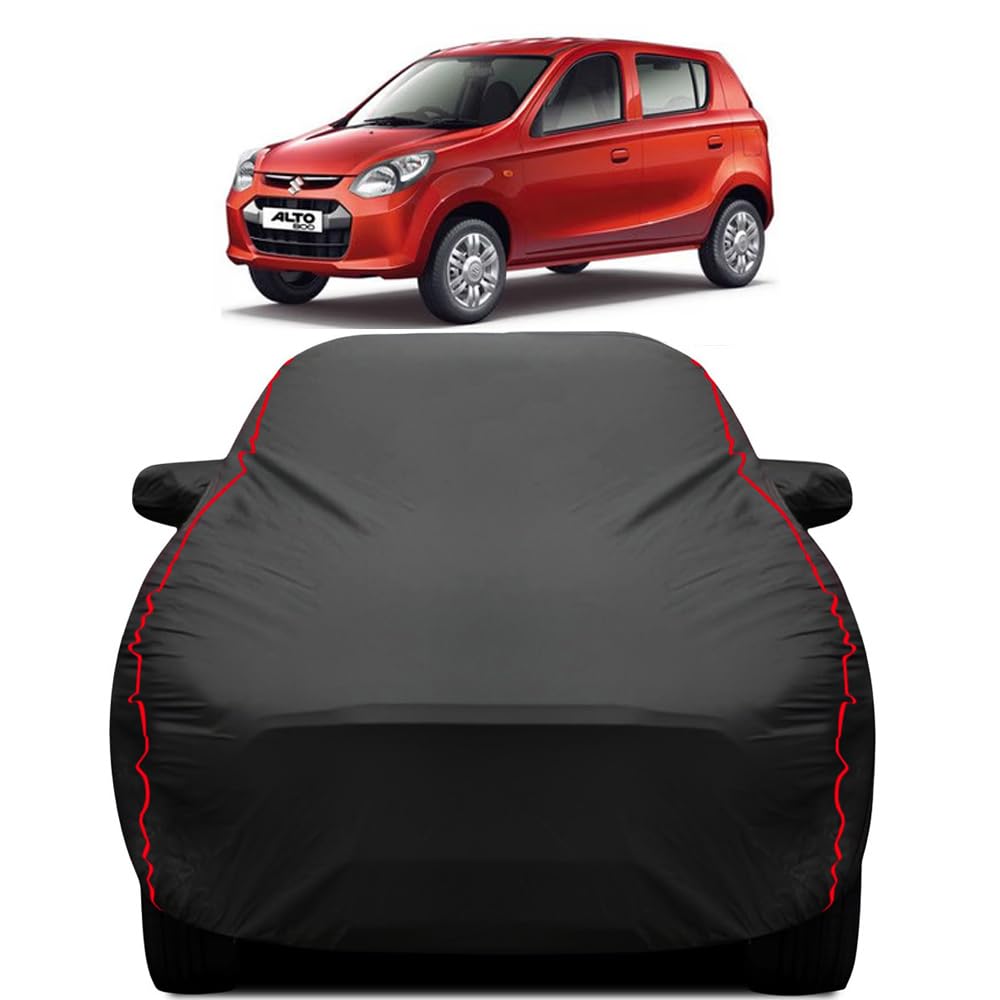 Teenox Polyester Car Body Cover Compatible for Maruti Suzuki Alto 800 [2012-2016] All Variants | Heavy Stitched with Piping | All Weather Protection Cover - Black-image-31
