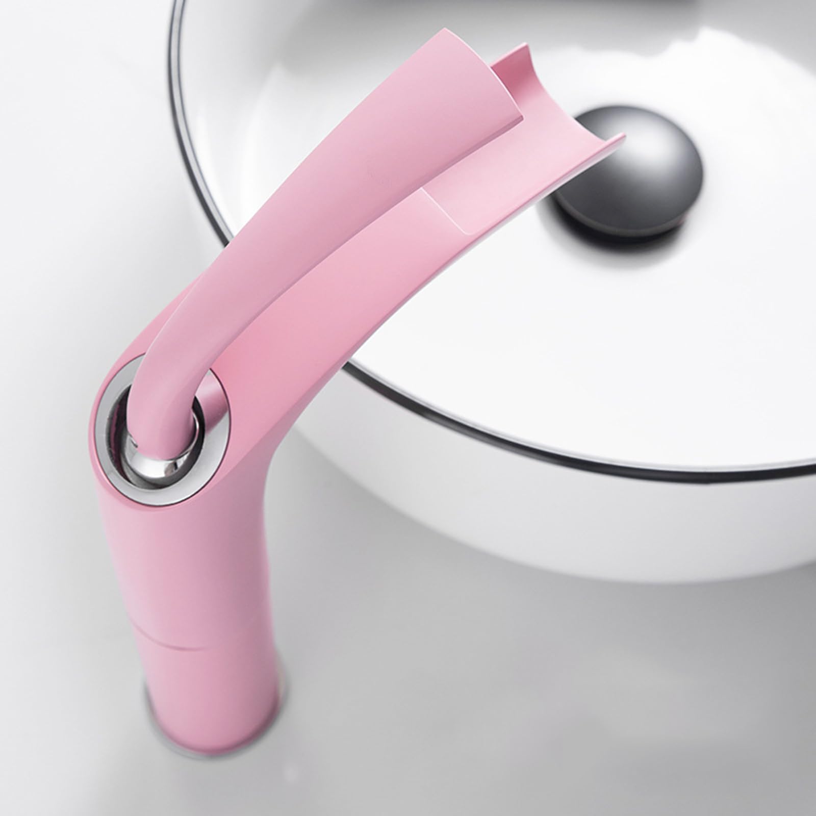 HCFYAUIS Taps for Bathrooms Single Hole Waterfall Taps Brass High Rise Basin Mixer Tap,Pink