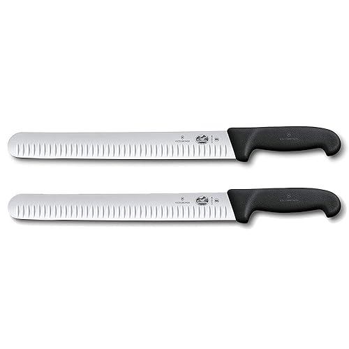 Victorinox Cuchillo para rebanar Fibrox Pro de 12 pulgadas con hoja Granton, cantidad 2