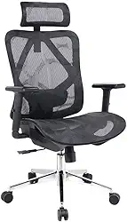 Cadeira de Escritório Diretor Dr.office Giratória Ergo, Mesh Respirável, Regulagem de Altura, Apoio Lombar, Cor Preta