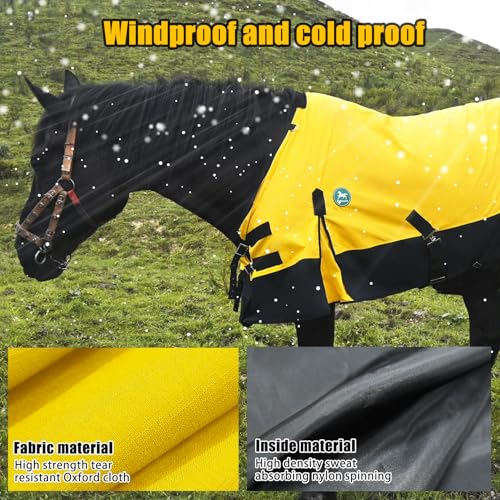 Image of Adjustable Waterproof Horse Sheet | Horse Blankets for Real Horses|Perfect Rainy Day Protection(70 inch, Yellow)