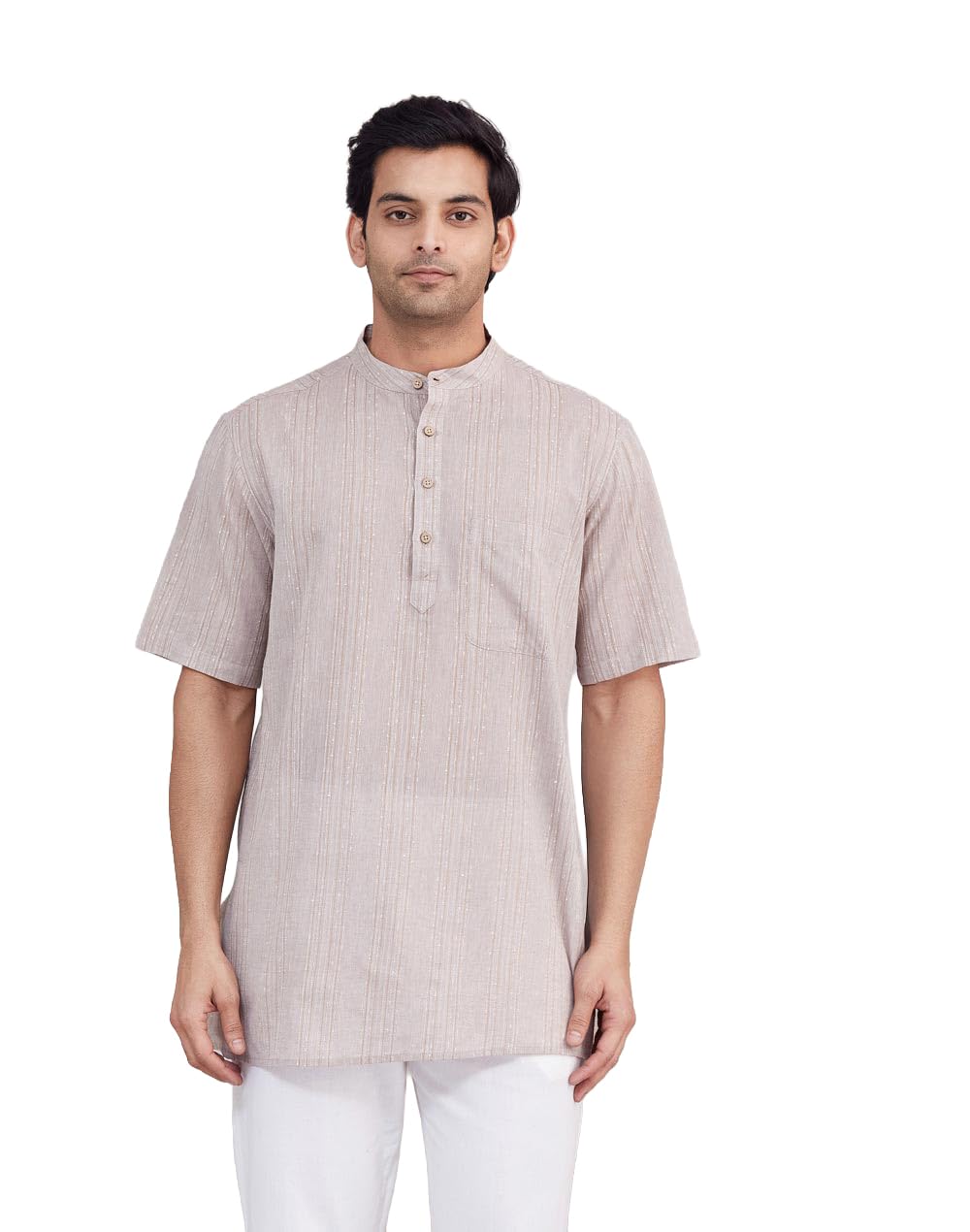 fabindia Beige Cotton Blend Short Kurta-picture-51