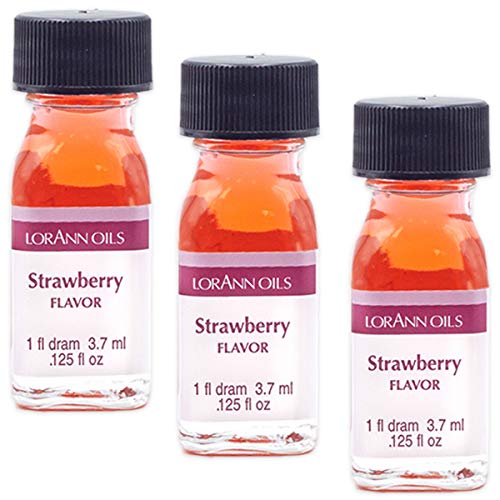 LorAnn Strawberry SS Flavor, 1 dram bottle (.0125 fl oz - 3.7ml - 1 teaspoon) - 3 Pack - includes a recipe