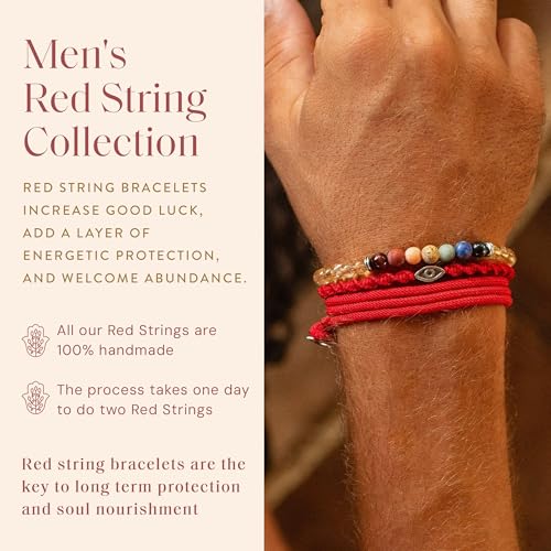 Image of KARMA AND LUCK Guardian of Blessing, Men's Red String Bronze Charm Bracelet, Handmade in Bali for Protection, Adjustable Size