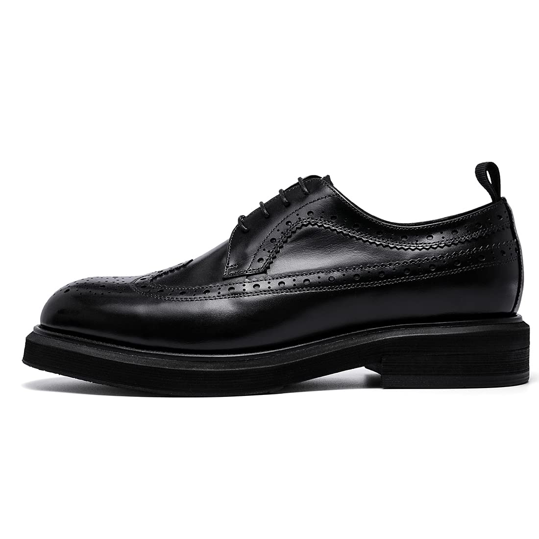 Brogues Cómodos de Suela Gruesa para Hombre Oxfords de Vestir Casuales Negocios Zapatos con Cordones Retro en Cuero