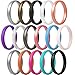 ThunderFit Super Thin Stackable Silicone Rings Wedding Bands - 16 Rings (4.5-5 (15.7mm)