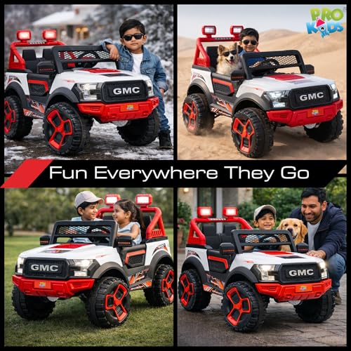 Image of PRO KIDSRanger 12V Battery Operated Jeep for Kids with Remote Control, Bluetooth, USB & AUX | Ride-On Electric Car with LED Lights, Music & Seat Belt | Boys & Girls (1-8 Years)