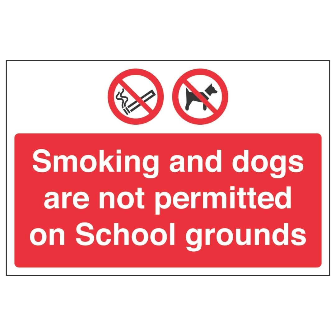 V Safety Smoking and Dogs Not Permitted 300 x 200 mm - 3mm Aluminium Composite Safety Sign
