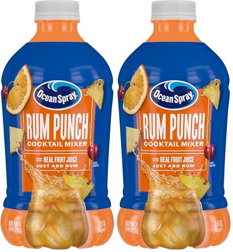 Ocean Spray Rum Punch Cocktail Mixer, Drink Mixer Made with Real Fruit Juice, 32 Fl Oz Bottle (Pack of 2)