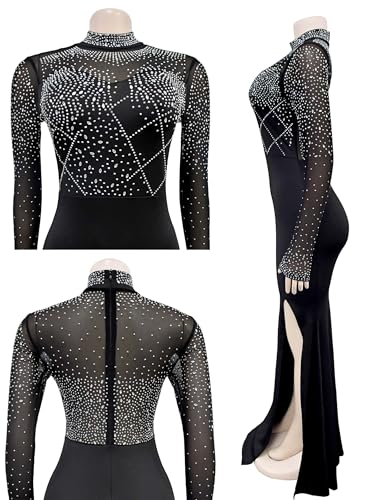 Image of Women's Sequin Prom Dress Evening Gowns for Formal Events | Elegant Sparkly Rhinestone Long Maxi Dresses for Formal Party,Gala,Wedding Guest,Fully Lined,Stretchy,Side Slit