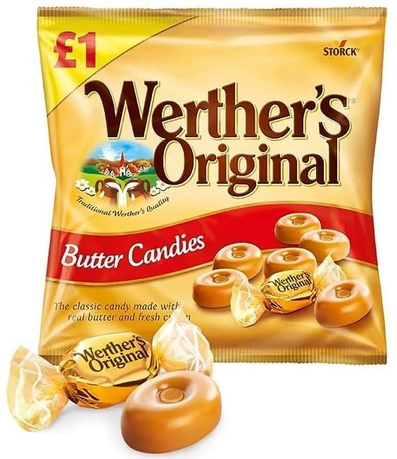 Storck Werther's Original Butter Candies, Classic Candy with Real Butter and Fresh Cream 110g With Free Flavourito Kunafa Chocolate 20g (Product Of Germany) By Decadent Foods 2
