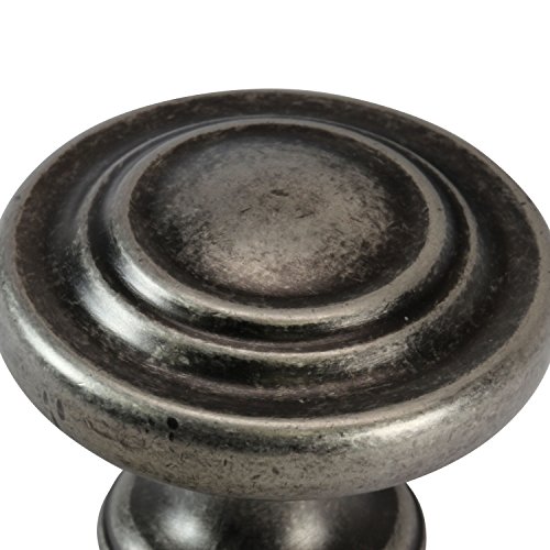 Rok 10 Pack Hardware Saturn Ring Round Style Metal Pewter 1-11/32" Decorative Kitchen Vanity Dresser Cabinet Drawer Door Knob K70134P #TOP2