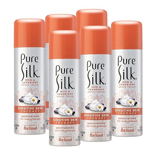 Pure Silk Sensitive Skin Spa Therapy Shave Cream for Women, 7.25 Oz, Pack of 6