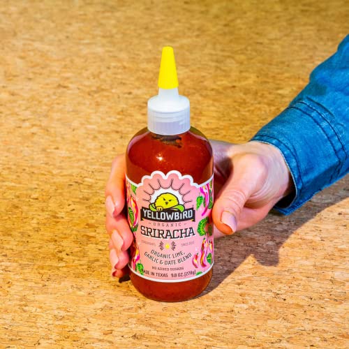 Organic Sriracha & Habanero Hot Sauce Bundle By Yellowbird - Includes 1X Organic Blue Agave Sriracha(9.8Oz) + 1X Organic Habanero Hot Sauce(9.8Oz) - Gluten Free, Non-Gmo - Homegrown In Austin #TOP3