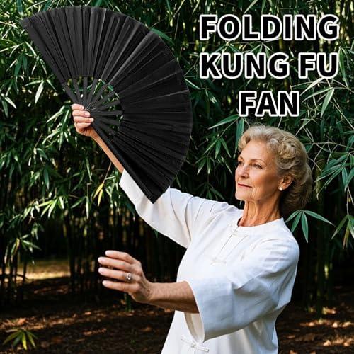 Oncpcare 2 Pcs Clack Fans for Line Dancing Bulk, Foldable Black Hand Fans for Dance Teams, Group Events, Performances and Parties by Oncpcare - Image 2