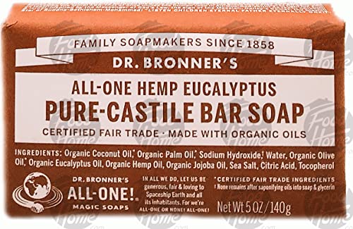 DR BRONNERS Organic Eucalyptus Soap Bar 140g (PACK OF 12)