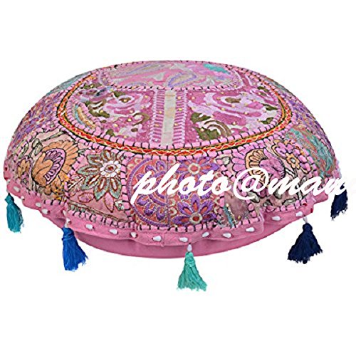 Maniona Crafts32" Pink Decorative Patchwork Indian Floor Pillow Cushion Seating Throw Cover Bohemian Seating Pillow