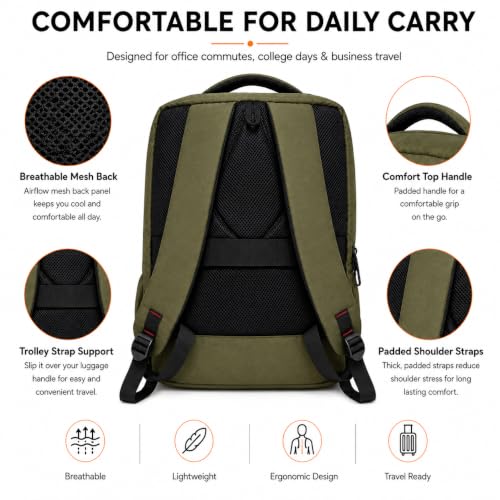 Image of CARAMBA CARRYMATE 26.5L Overnighter Laptop Backpack | Water Resistant Travel Bag with 15.6 inch Padded Laptop Sleeve, Trolley Strap & Dual Compartments for Office, Business, College Men & Women