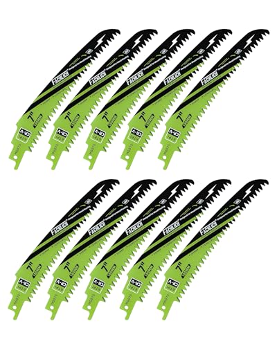 Image of Japanese Teeth Reciprocating Saw Blade 7Inch - Saber Saw Blades Wood Pruning, 10pcs Curved Edge 6TPI for Tree Trimming, Wood /PVC Pipe Cutting, Cr-V Sabre Blades Better Wear Resistance