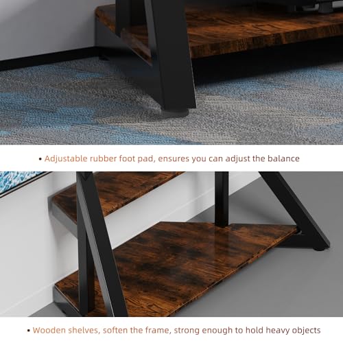 unho Mobile Floor TV Stand with Wheels and Wooden Shelves for 40 to 75 InchTVs, Holds up to 80kg Max VESA 600x400mm Height Adjustable Heavy Duty Black - Image 5