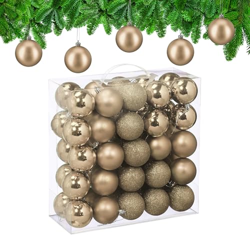 Relaxdays Weihnachtskugeln 50er Set, Kunststoff, D: 6 cm, runde...