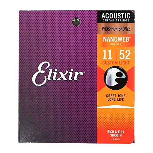 ELIXIR 16027 NANOWEB PHOSPHOR BRONZE CUSTOM LIGHT 11-52×6SET AR[XeBbNM^[