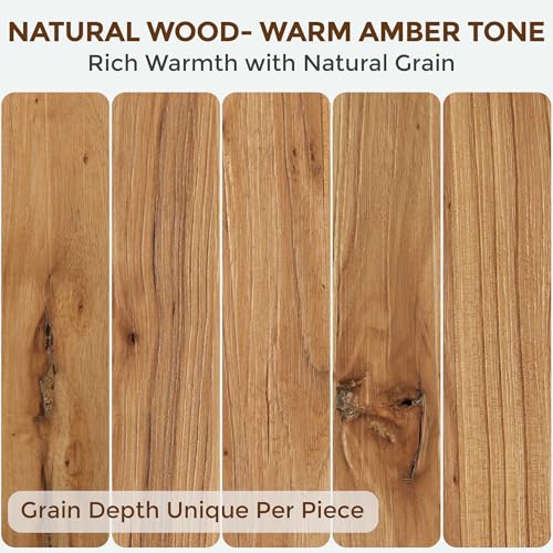 Image of Dreamland 18 Inch Long Floating Shelves Set of 2, Rustic Solid Elm Wood Floating Shelf Wall Mounted, 8 Inch Deep Wall Shelves with Invisible Bracket for Living Room Bathroom Bedroom Kitchen, Natural