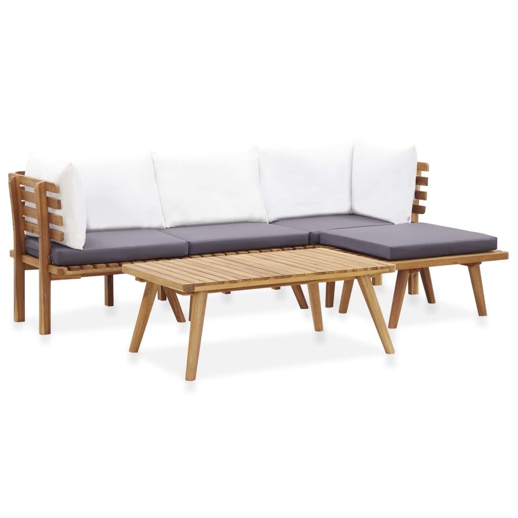 vidaXL Akazienholz Massiv Gartenmöbel 5-TLG. Gartenset Sitzgruppe Garten Garnitur Lounge Sofa Sitzgarnitur Gartensofa Ecksofa Mittelsofa