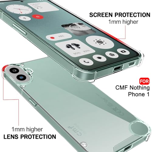 Image of TheGiftKart Crystal Clear Back Cover Case for Nothing CMF Phone 1 5G | 360 Degree Protection | Shock Proof Design | Transparent Back Cover Case for Nothing CMF Phone 1 (PC & TPU, Transparent Bumper)