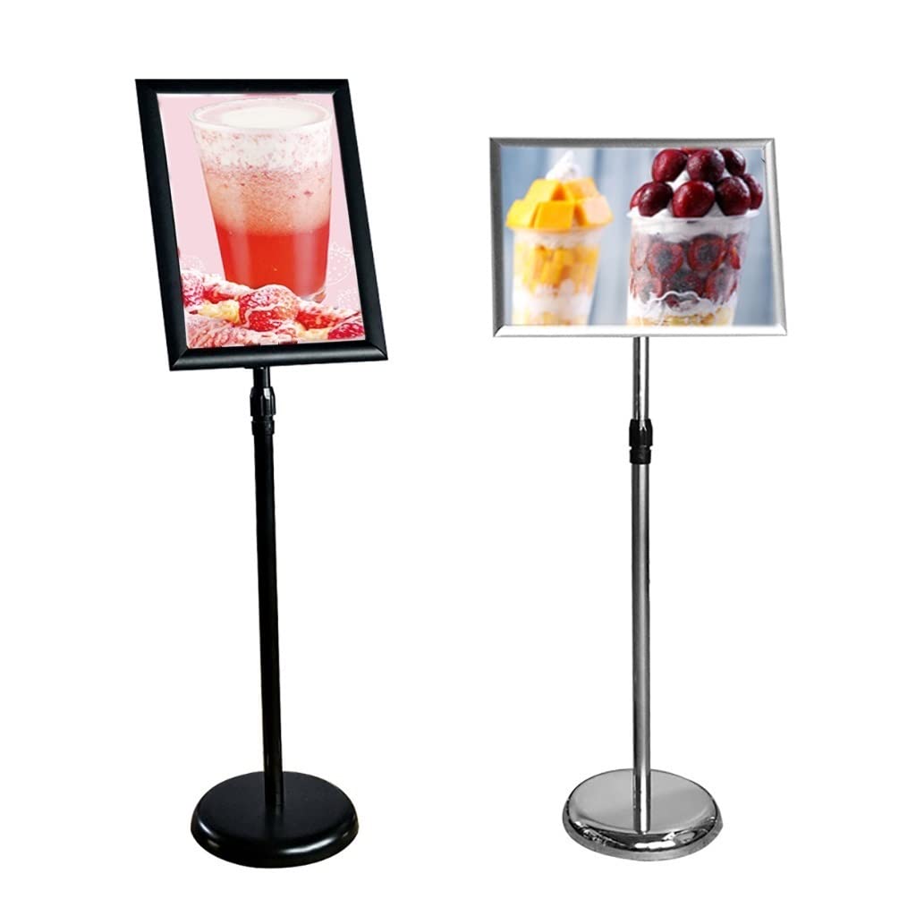 Soporte para cartelera Ajustable de Plata tamaño A2 con Base para exhibición en el Piso: Ideal para Publicidad, indicaciones para centros comerciales, Carteles para Bodas, Carteles para reun