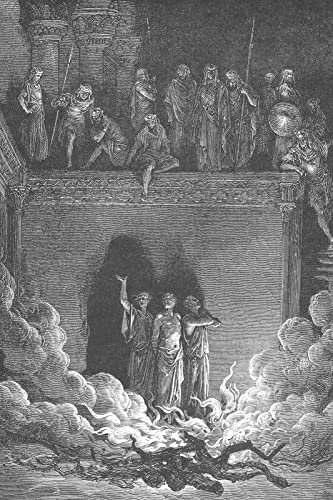 Lustre Paper - Gustave Dore - Shadrach Meshach and Abednego in The Furnace (1866) Poster Painting Etching Drawing Woodcut Art Print - Size: 18 x 12 Inches