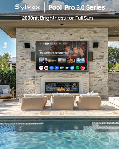 Image of SYLVOX Outdoor TV, 65-Inch Waterproof Smart TV, 2000 nits Full Sun TV, 4K, Dolby Atmos, HDR10, Weatherproof Television with Voice Assistant Remote (Pool Pro 3.0, Model)