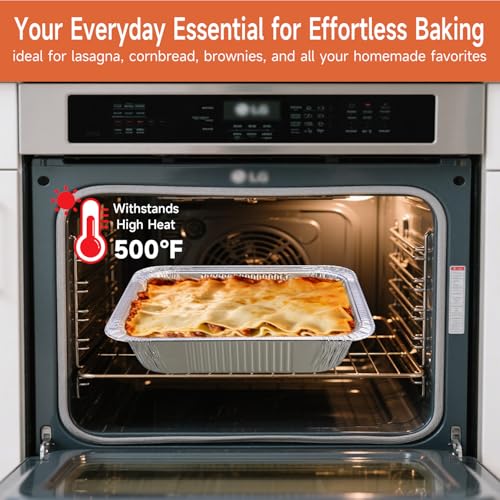 Image of Half Size Aluminum Pans 9x13-10 Pack Aluminum Foil Pans, Heavy Duty Disposable Pans for Cooking, Baking, Meal Prep, Parties & Food Storage