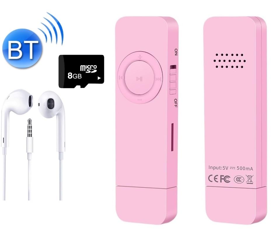 5014MP Şarjlı MP3 Çalar, Bluetooth, Mini MP3 Stick, 8GB TF Kart Hediyeli, Pembe