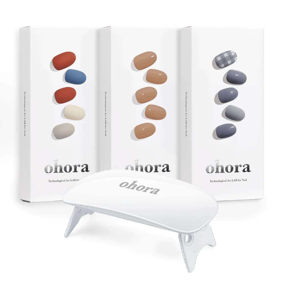 ohora Starter Set - Gel Lamp & Semicure Nail Polish Strips Color Blossom N Retro times, Lilac Dawn, Corduroy Long-lasting and Salon-quality Easy to Apply Remove Toxin-free Cruelty-Free, 1.0 Fl Oz