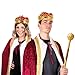 Kangaroo Royal Red Felt Imperial Jeweled Crown, Large, Plastic, for Adults and Teens, Costume Accessory, Halloween, Mardi Gras, King Costume, Red and Gold