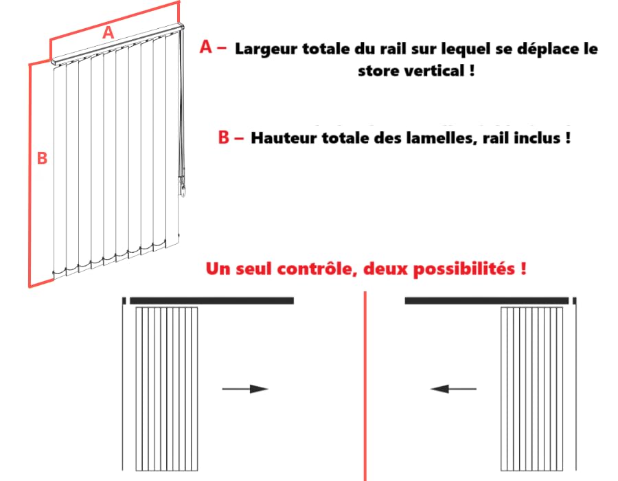 Store à lamelles - Store Vertical - lamelles d'occultation pour Les Bureaux et pour la Maison et l'appartement - 150x250 cm - Light Grey