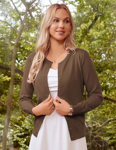 GRACE KARIN Lightweight Cardigans for Women Trendy 2026 Button Up Brown Cardigan Dressy Button Down Sweater Jacket XL — view 3