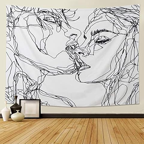 LOMOHOO Kissing Lovers Wall Tapestry Cover