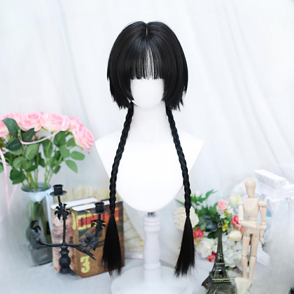 Amazon.co.jp: フルウィッグ ボブ お下げ ストレート 黒髪 中華風
