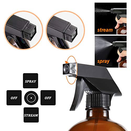 Glass Spray Bottle,MASSUGAR Amber Glass Spray Bottles Set Refillable Container for Essential Oil Bottle Kits - 2 x 16oz, & 4 x 2oz Spray Bottles & 6 x 10ml Roller Bottles for Essential Oils or Cleanin