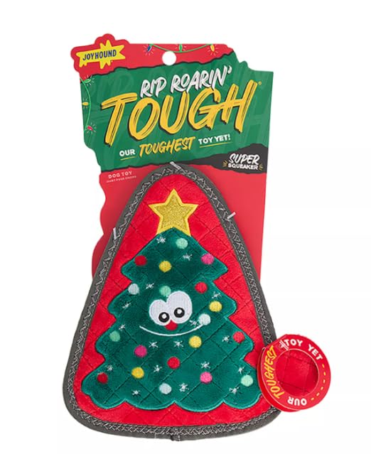 Condition photo showing New/Like New for Joyhound Christmas Dog Toy Rip Roarin' Tough Plush Christmas Tree Holiday Squeaker Dog Toy - Aggressive Chewers