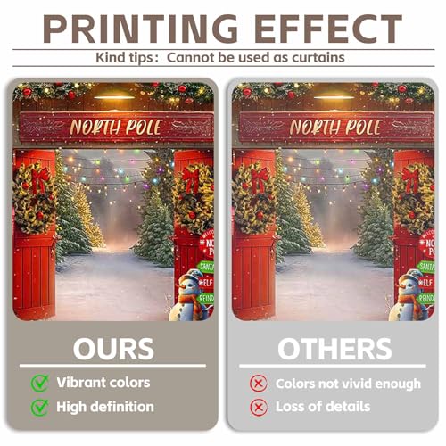 Fondo fotográfico navideño 7x5 pies con diseño bosque y puerta miniatura 4