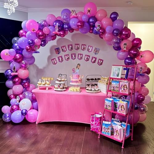 Image of Purple and Pink Balloons - 50Pcs 12 inch Metallic Purple Pink Confetti Latex Balloons for Birthday Bridal Shower Wedding Party Decorations