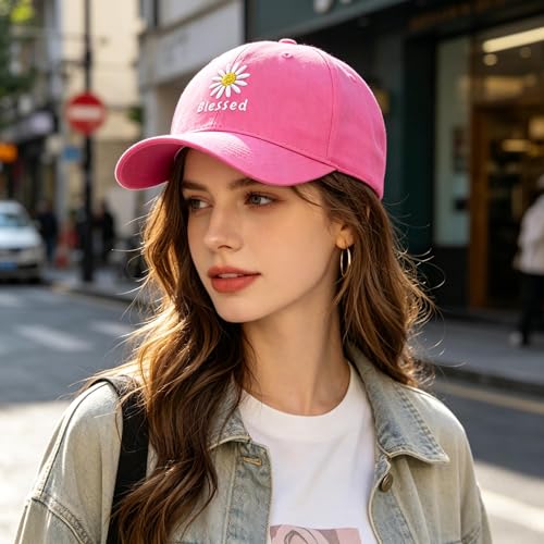 Gorra de Béisbol Bordada Rosa con Margarita miniatura 4