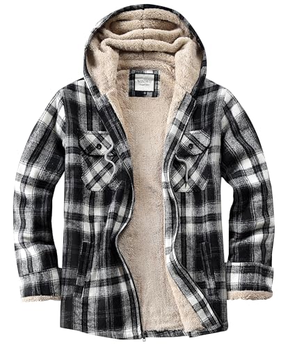 WINDFIT Women's Full Zip Fleece Flannel Jacket Plaid Sherpa Lined