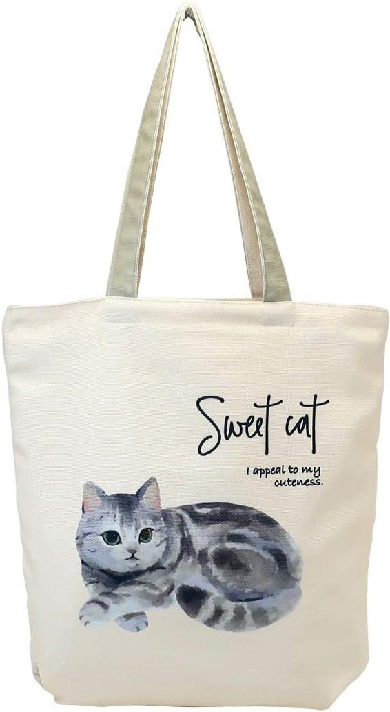 トートバッグ シェリー 天ファスナー付き 帆布 トートねこ 贈与 ミントイン 手提げかばん グッズ 通販 かわいい