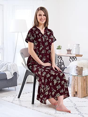 Image of AV2 Women Printed Cotton Nightwear Nighty|Womens Night Wear Maxi 7209