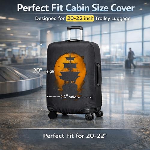 Image of WanderWraps Spendex Polyester Protective Luggage Cover | Hard Luggage Trolley Bag Cover | Washable | Dust Proof | Stretchable | S - 20 inch | Moonvoyagee